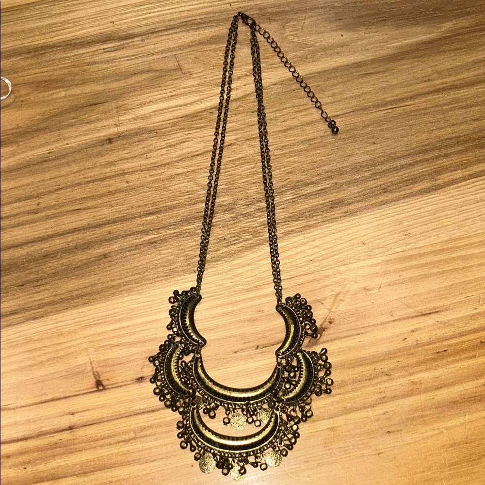 Elegant Gold Tone Statement Necklace